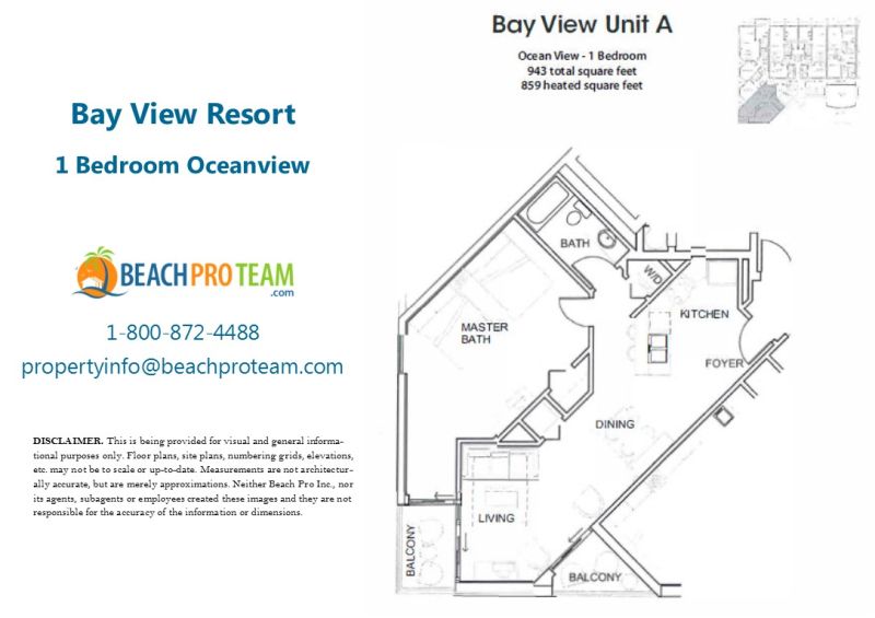 Bay View Resort Floor Plan A - 1 Bedroom Ocean View
